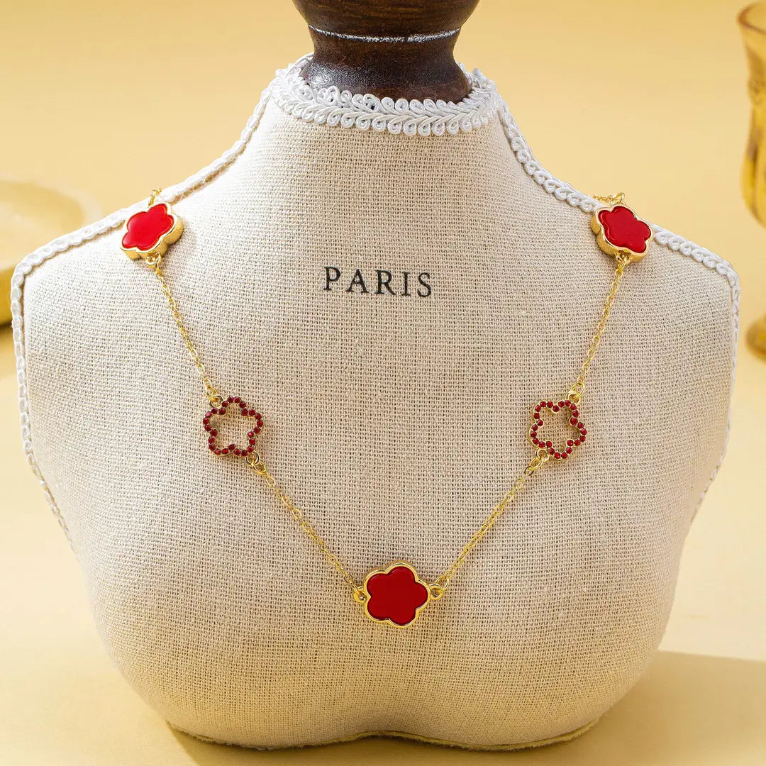 Four Leaf Necklace | Red