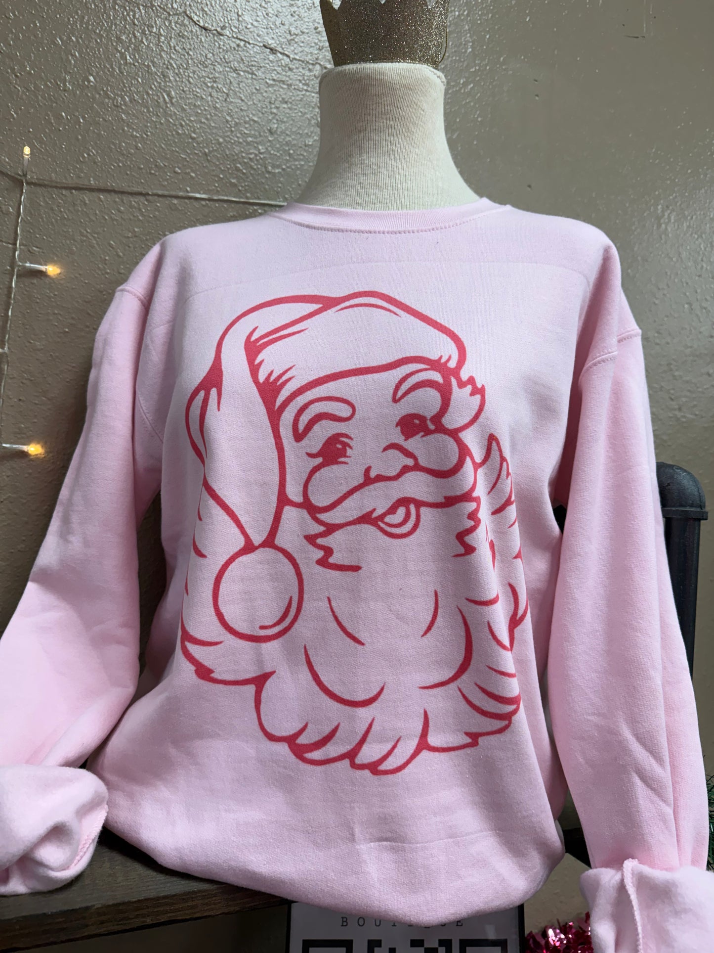 Preppy Pink Santa Sweatshirt