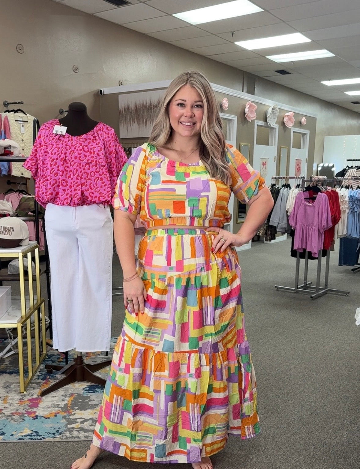 Colorful Abstract Maxi Skirt SET