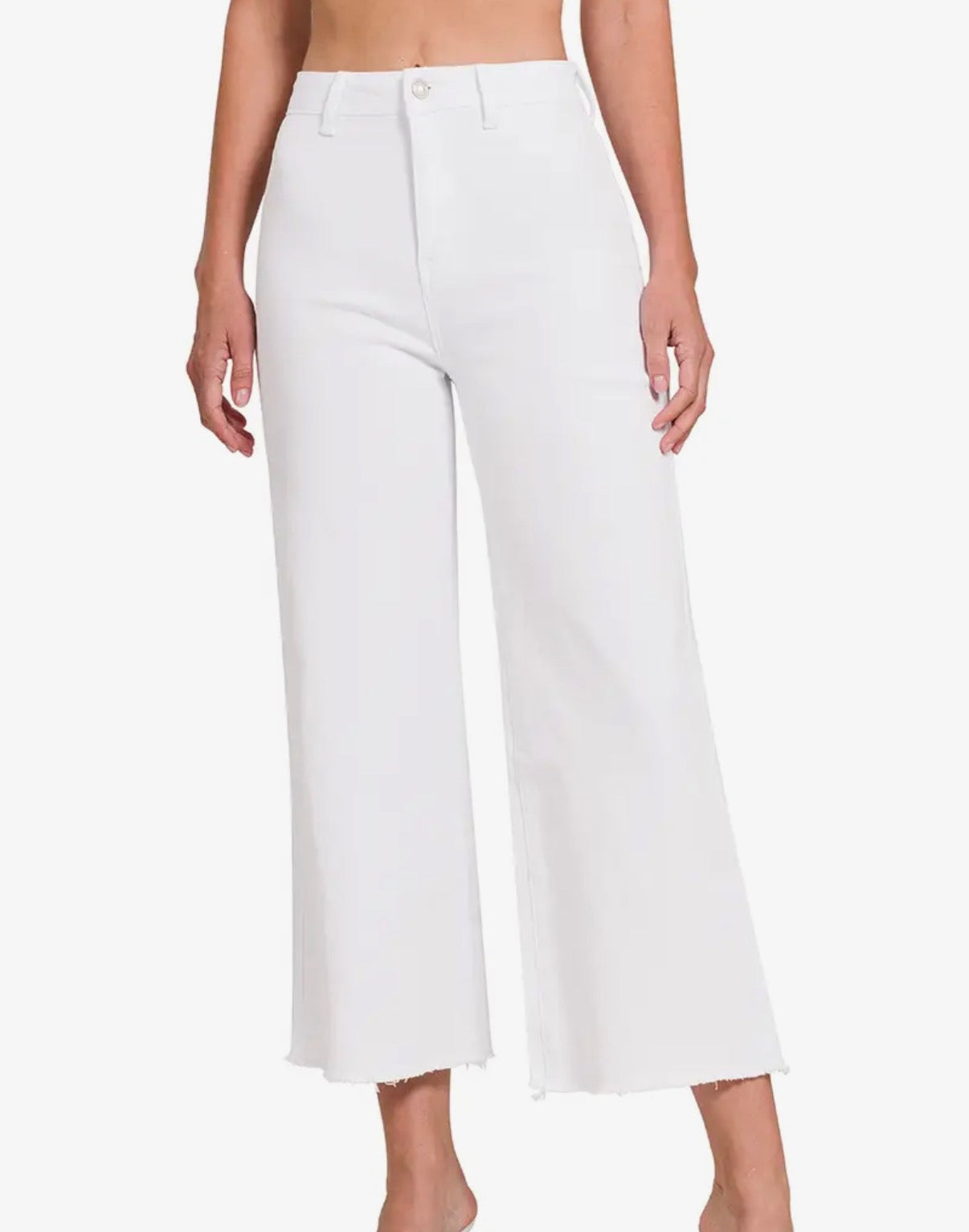 Wide Leg Cropped Jeans | White