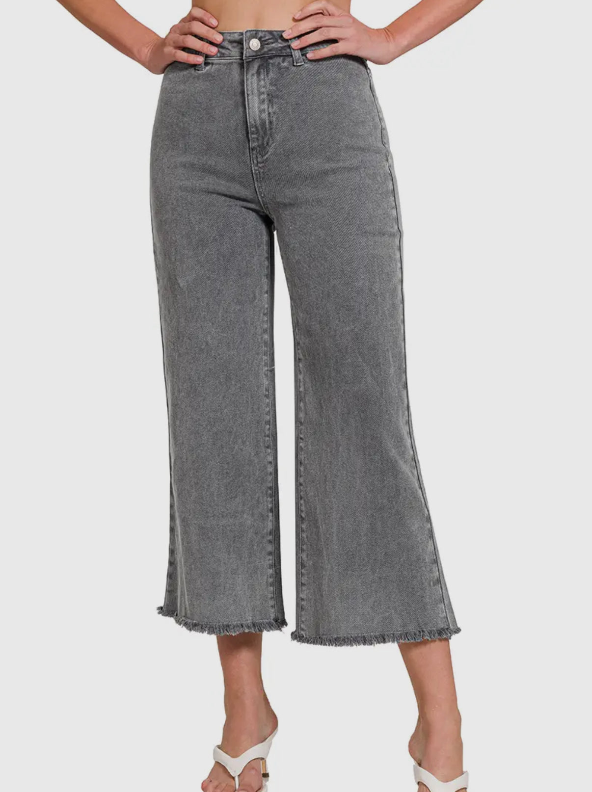 Raw Hem Cropped Jeans | Ash Black