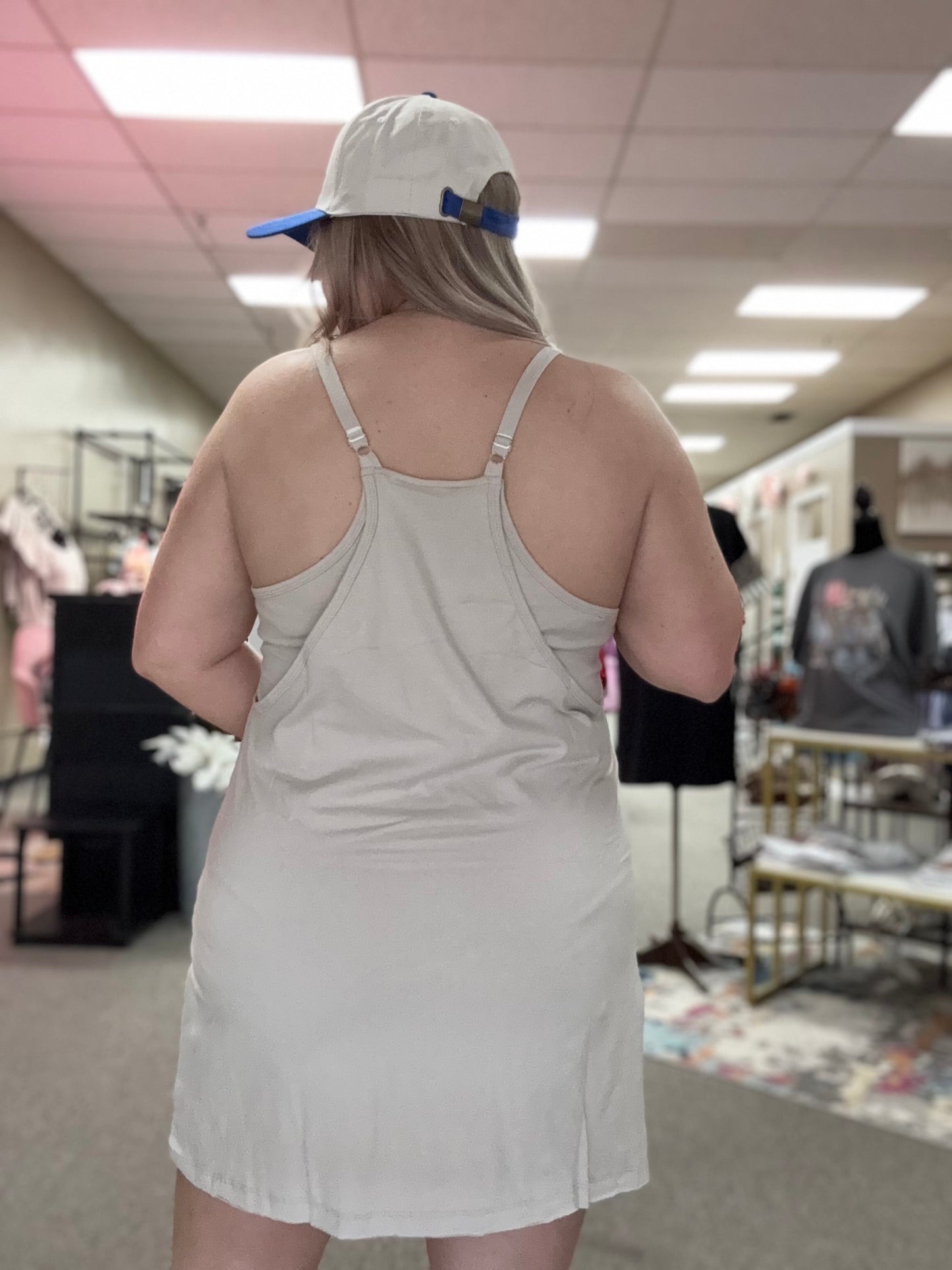 Cotton Dress w/Romper | Sand Beige