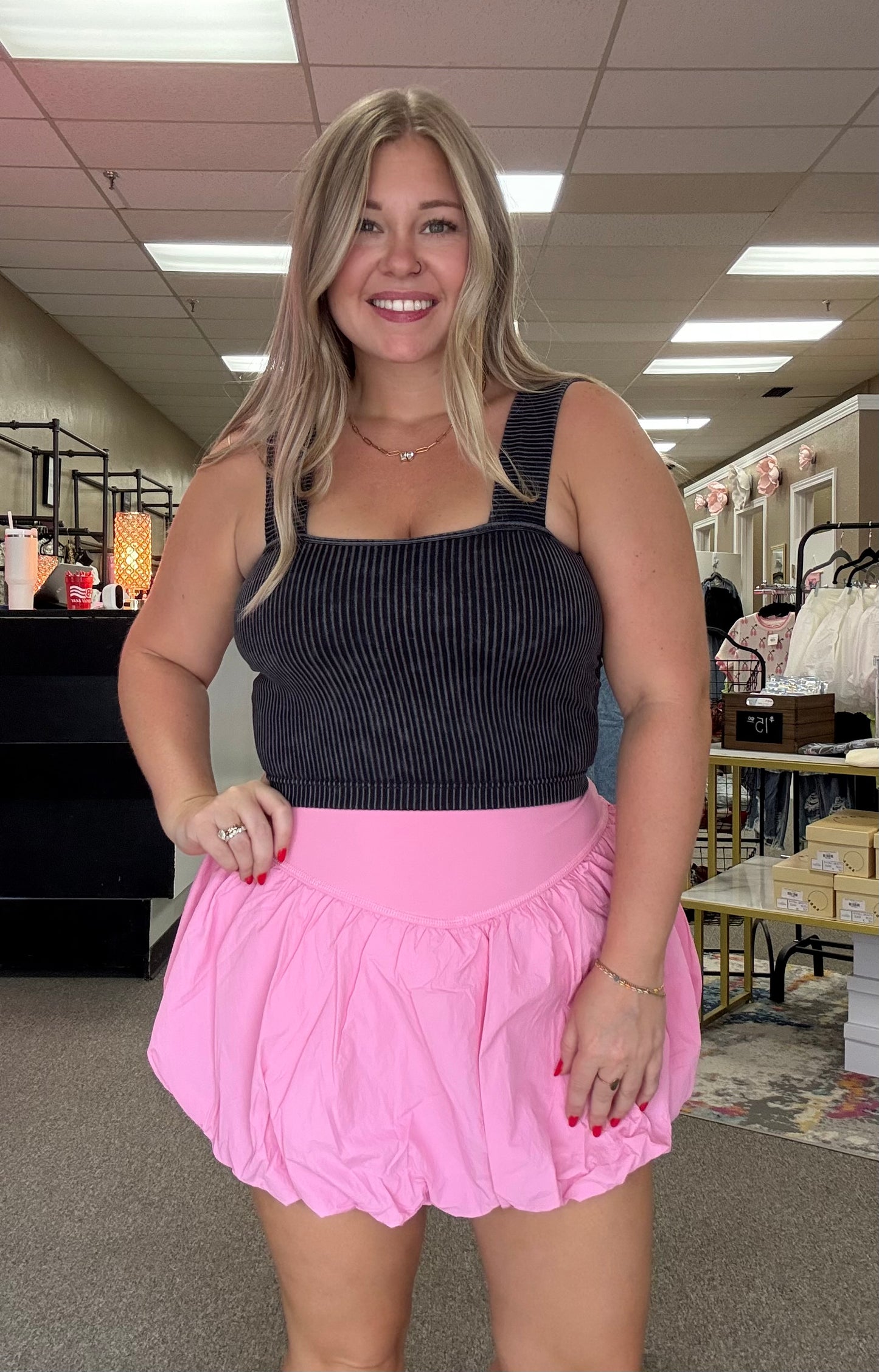 Bubble Hem Active Skort | Pink
