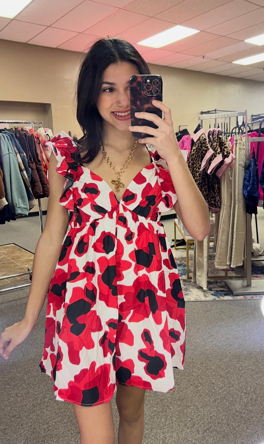 Ruffle Sleeve Open Back Romper