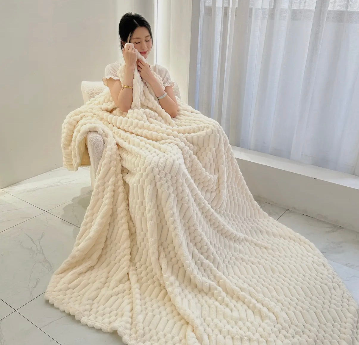 Turtle Fleece Throw | White