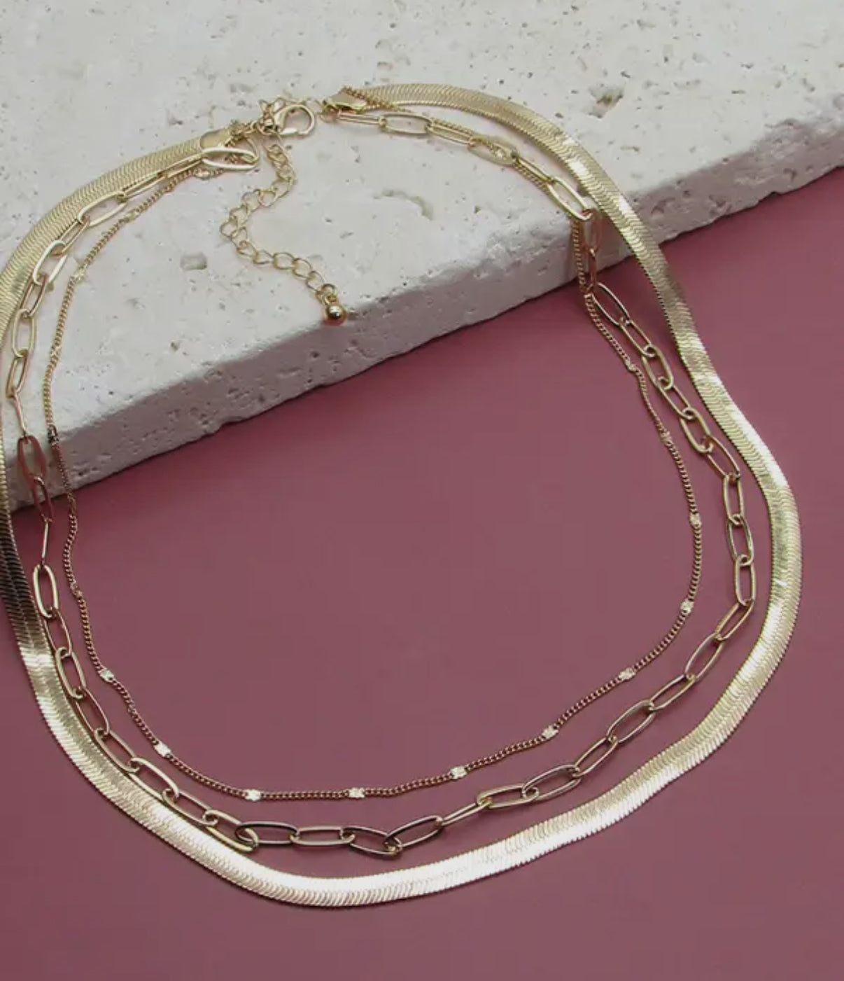 Layered Herringbone Snake Necklace