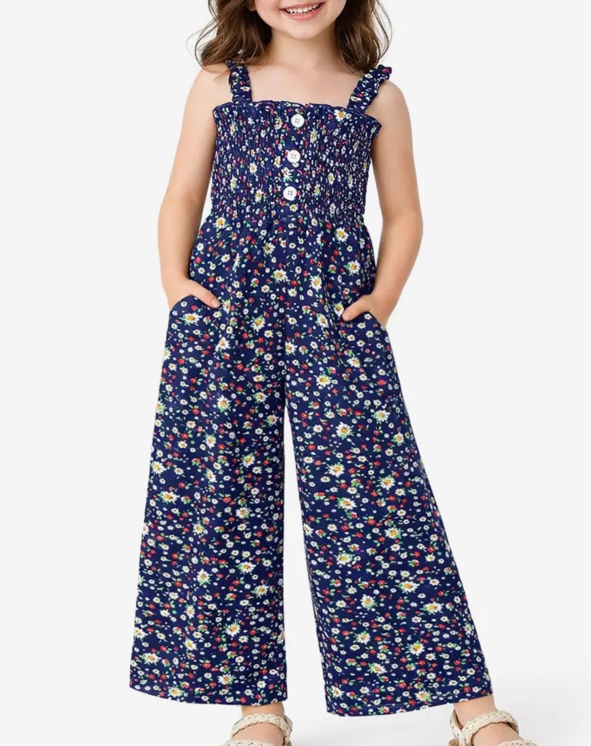 Girls Floral Jumpsuit