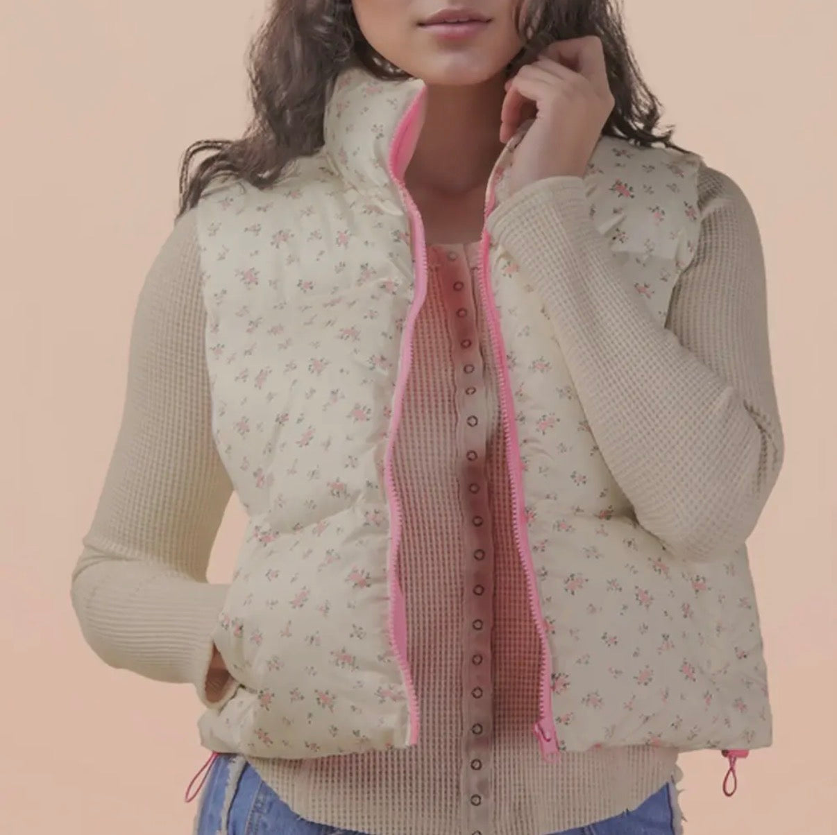 Dainty Floral Puffer Vest