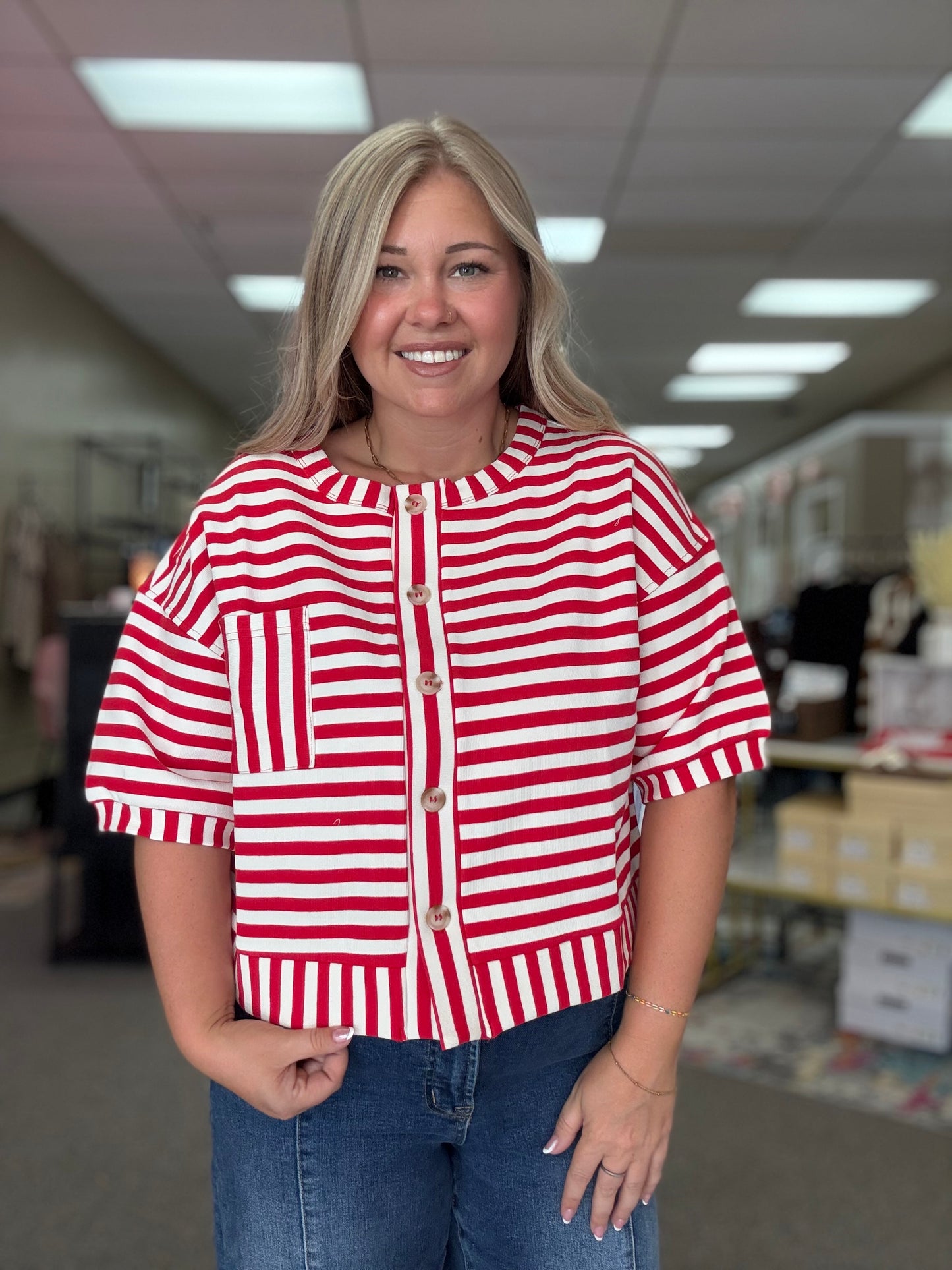 Striped Button Down Top