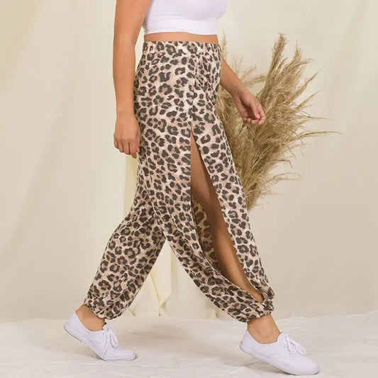 Leopard Split Side Pants