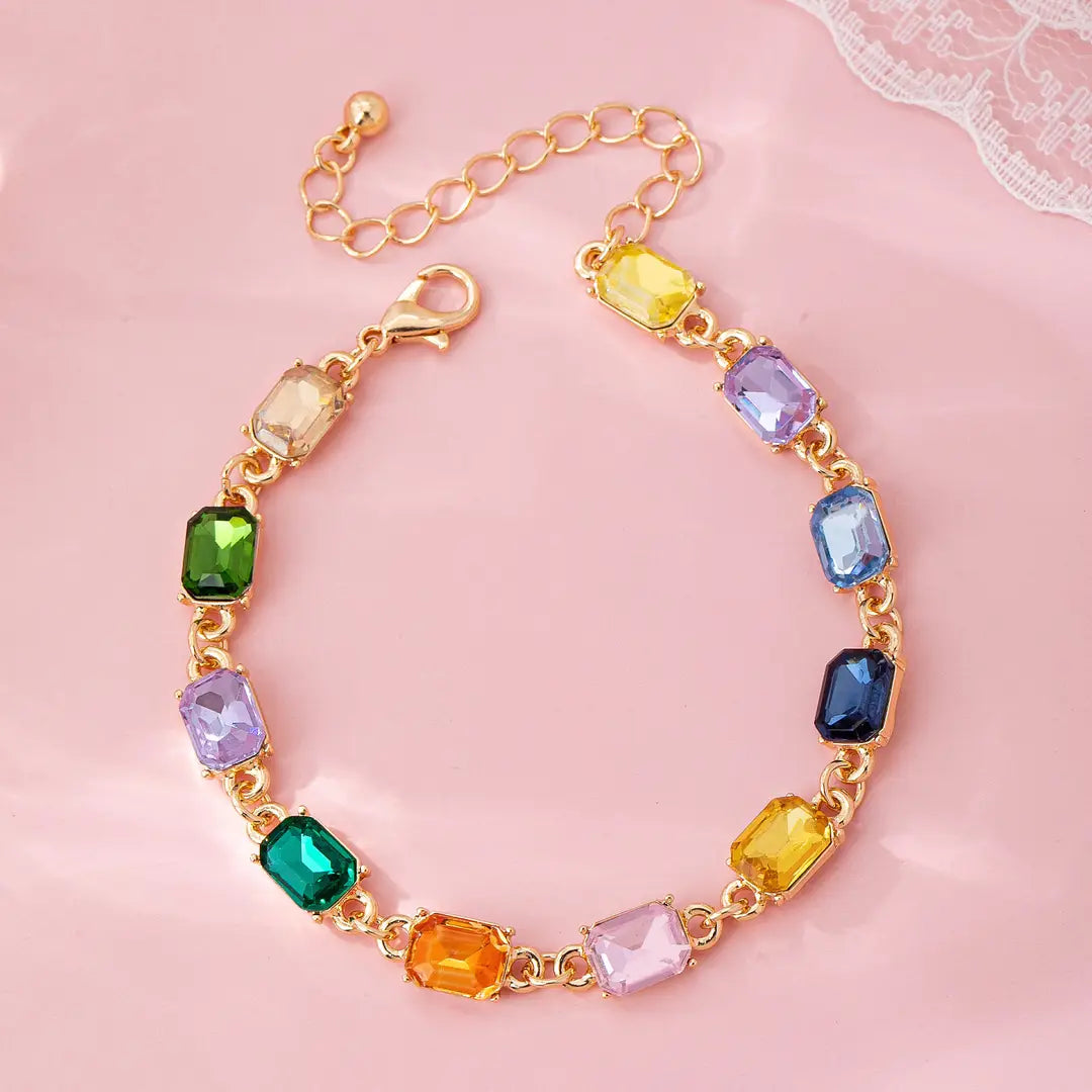 Rainbow Genstone Tennis Bracelet