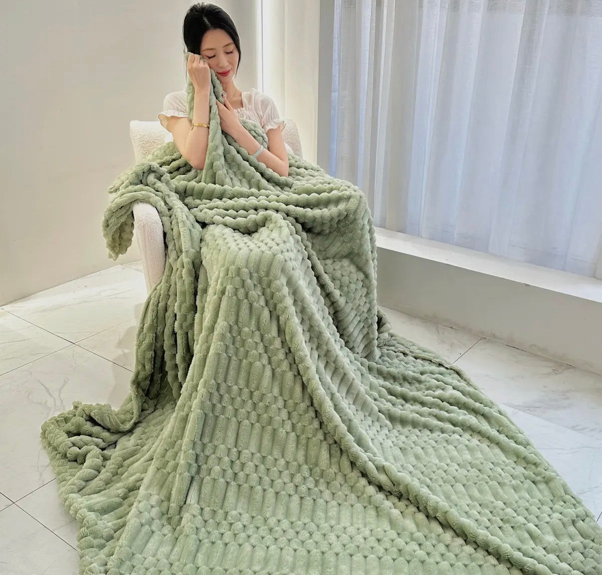 Turtle Fleece Throw | Light Green