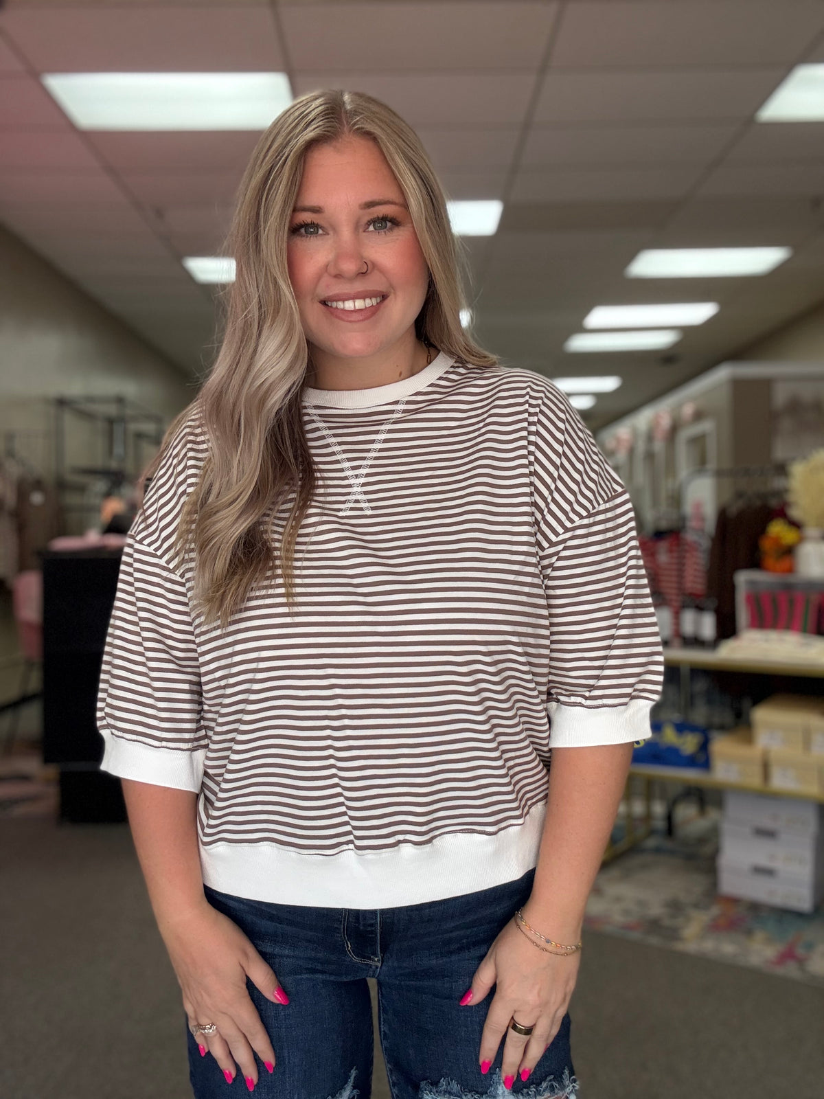 Striped Top | Brown