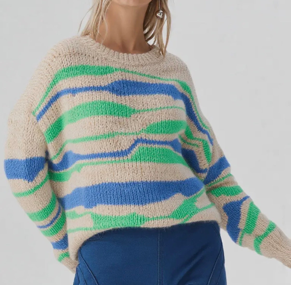 Casual Knit Sweater | Blue & Green