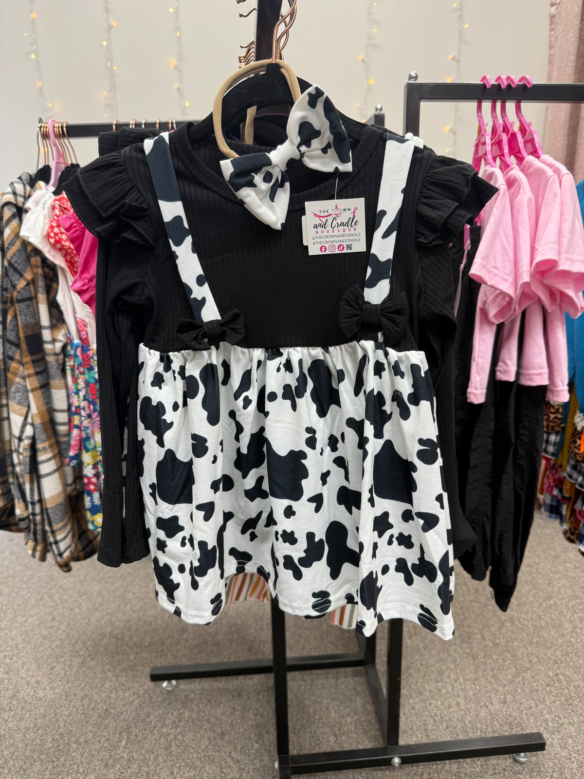 Girls Cow Print Dress