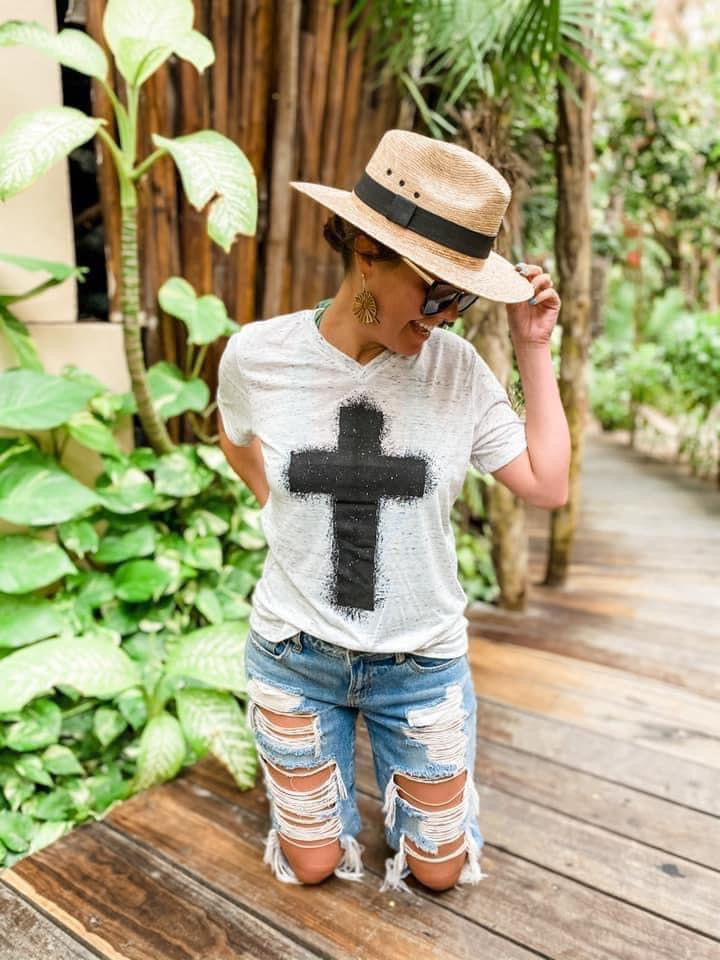Splattered Cross Tee