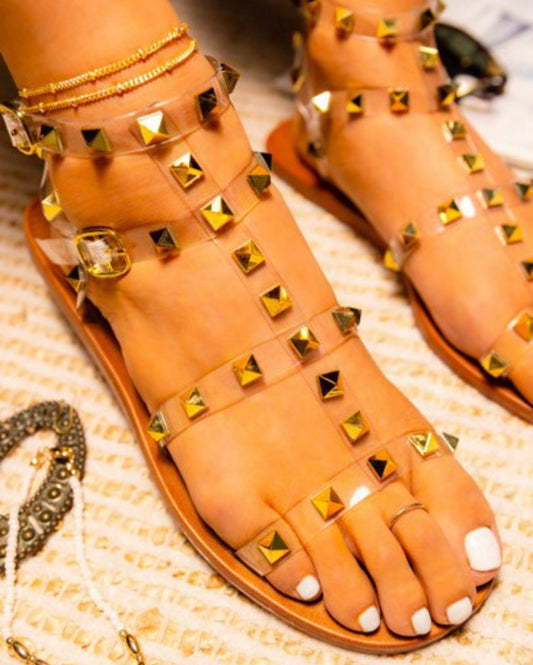 Clear Studded Sandals