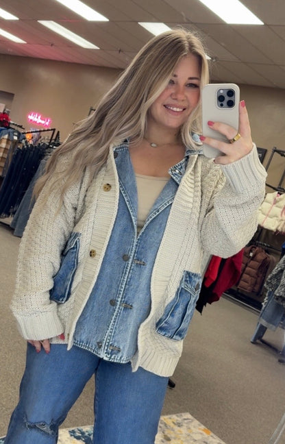 Knit Body Demin Jacket