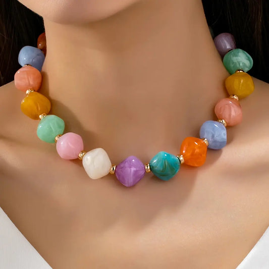 Multicolor Oversized Bead Necklace