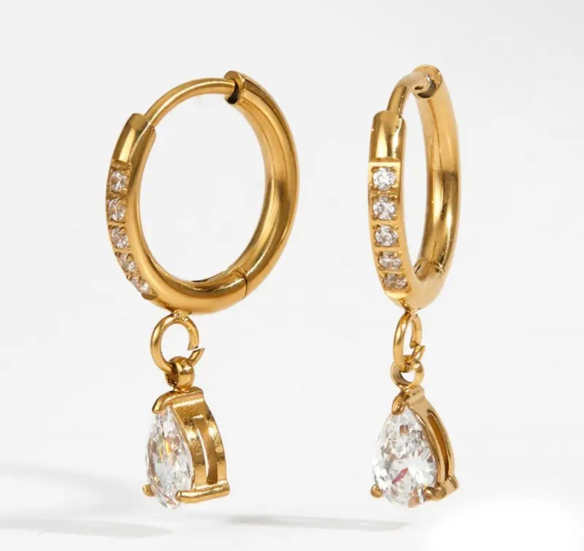 Crystal Teardrop Earrings | 18K Stainless Steel