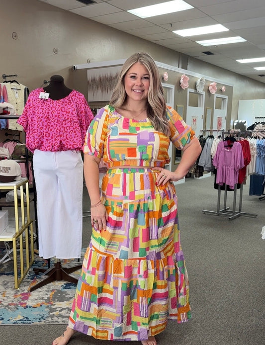Colorful Abstract Maxi Skirt SET