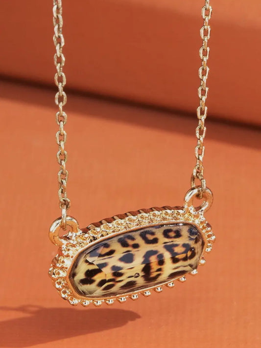 Resin Charm Necklace | Leopard