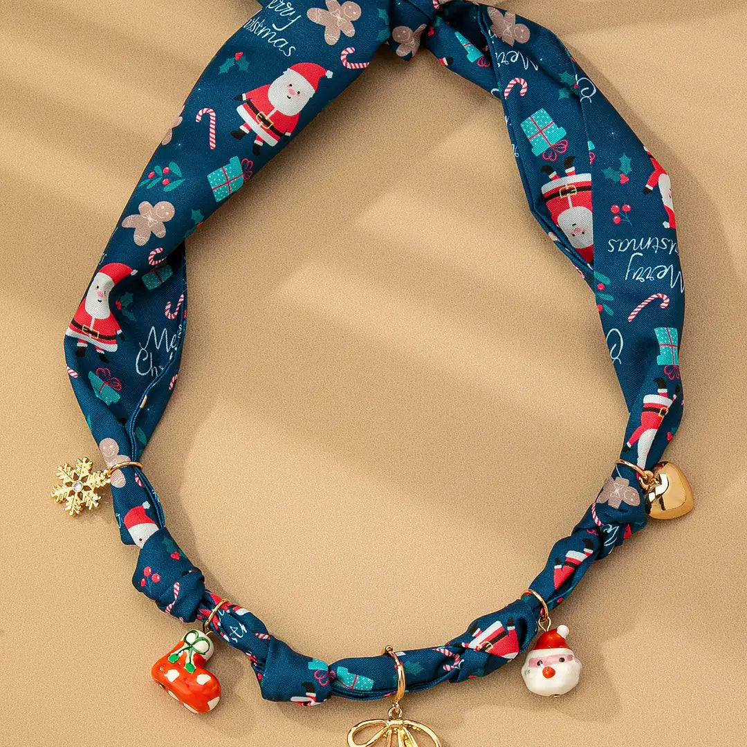 Scarf Necklace | Christmas Snowman Navy
