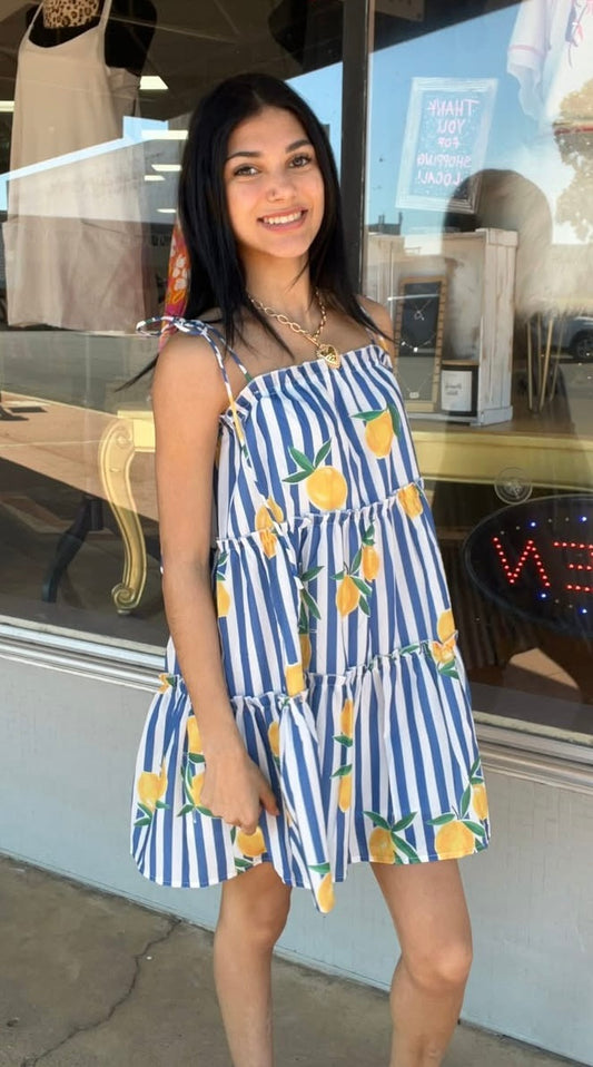 Lemon Striped Mini Dress