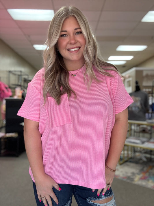 Ribbed Tee | Bubble Gum Pink