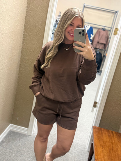 Sweatshirt & Shorts Set | Brown
