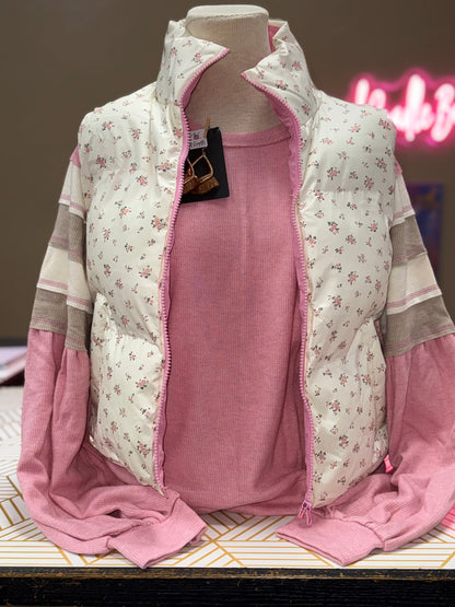 Dainty Floral Puffer Vest