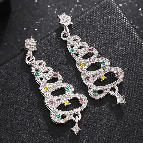 Rhinestone Christmas Tree Earrings