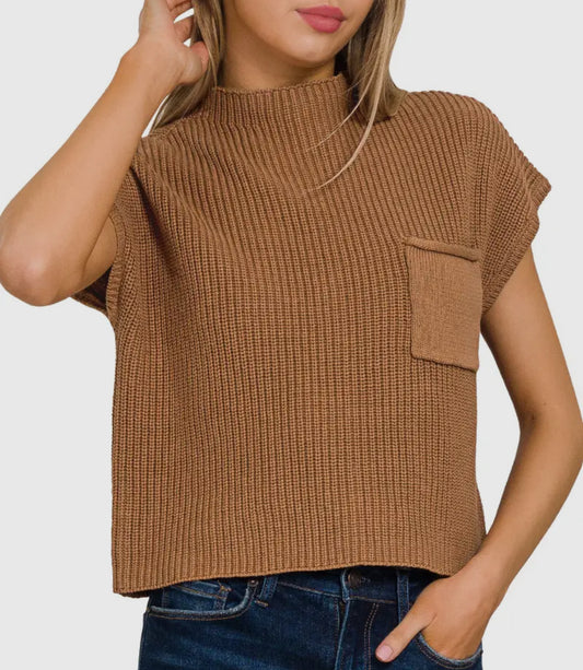 Sadie Short Sleeve Sweater | Camel