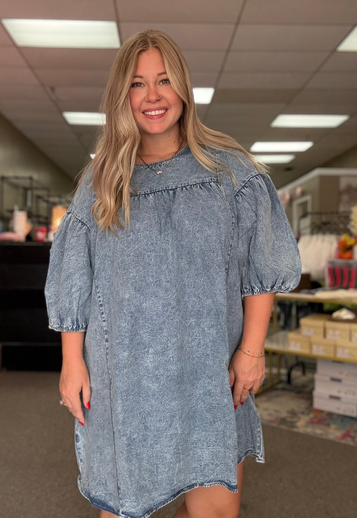 Washed Denim Mini Dress