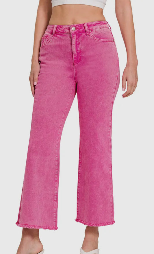 Court Flare Crop Jeans | Pink