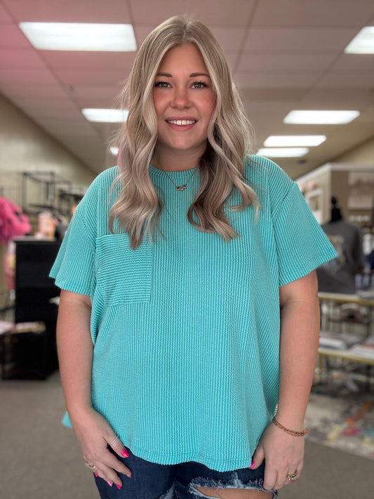 Ribbed Tee | Turquoise