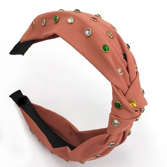 Rhinestone Knotted Headband | Terracotta