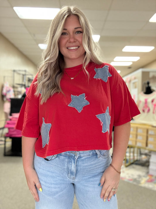 Raw Hem Star Top