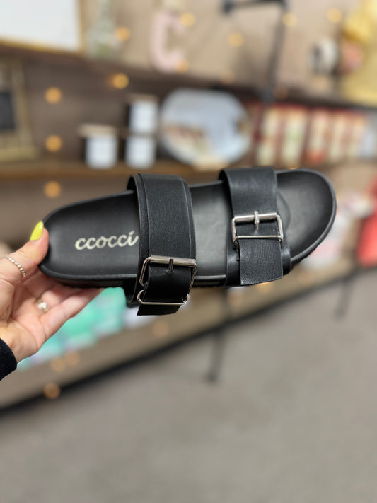 Double Strap Sandals | Black