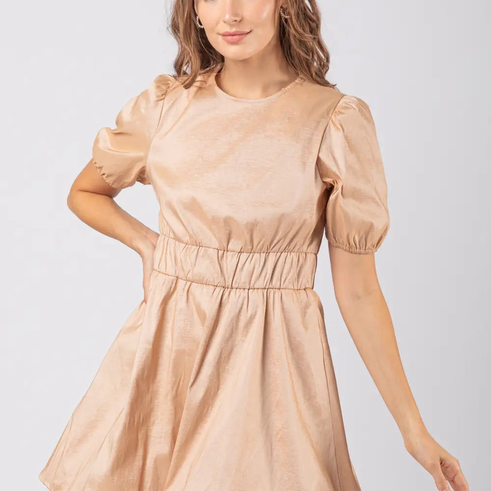 Bubble Hem Dress | Champagne