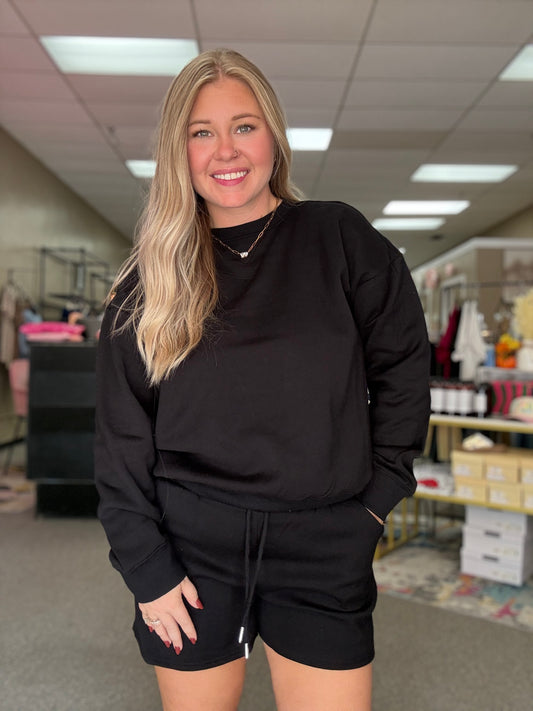 Sweatshirt & Shorts Set | Black