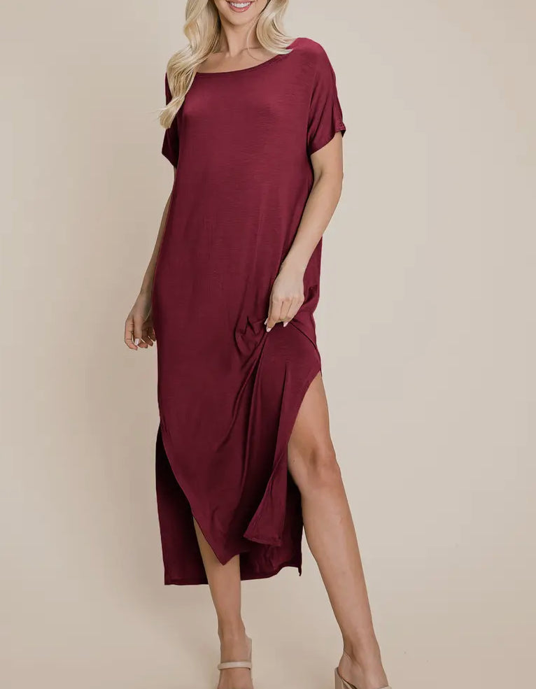 Side Slit Maxi | Burgundy