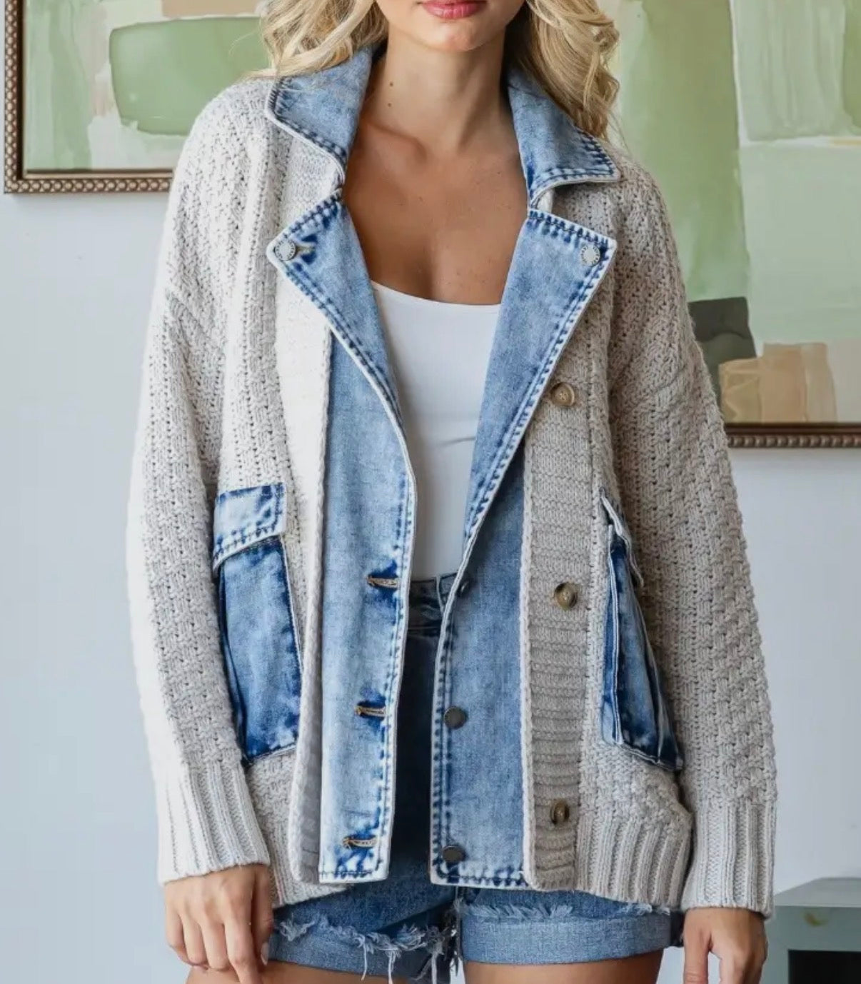 Knit Body Demin Jacket