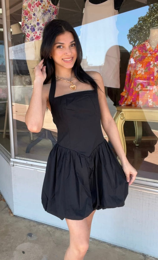 Halter Top Bubble Hem Dress