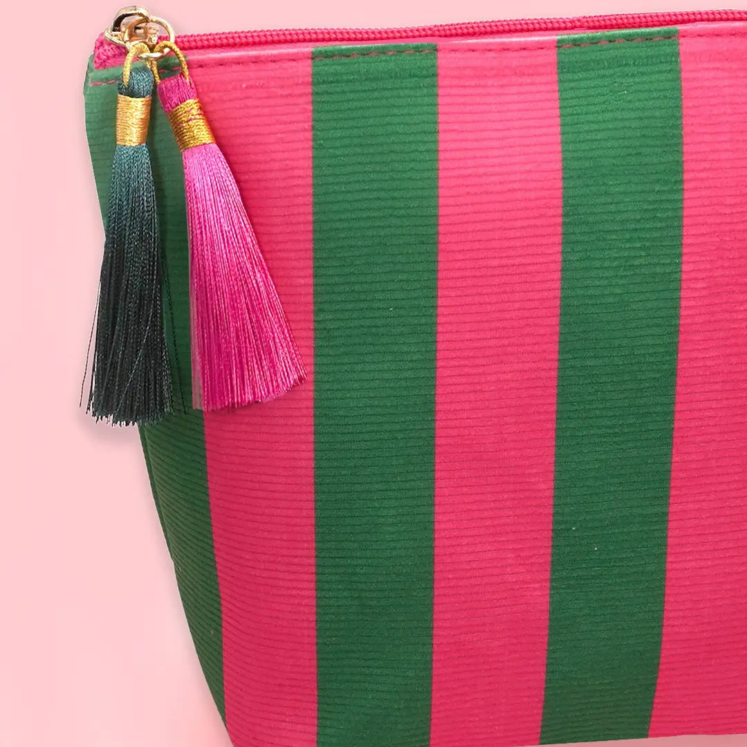 Travel Cosmetic Bag | Green & Pink