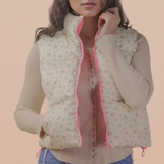 Dainty Floral Puffer Vest