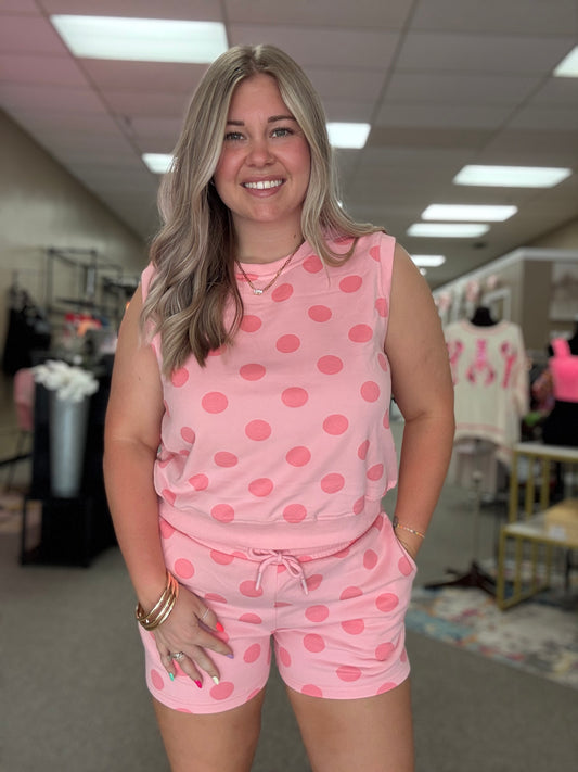 Polkadot Set | Sleeveless Pink