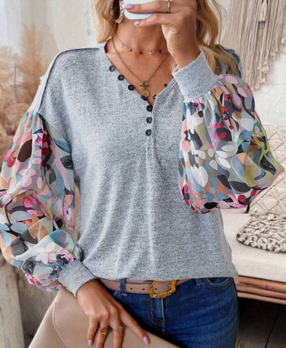 Floral Lantern Sleeve Top