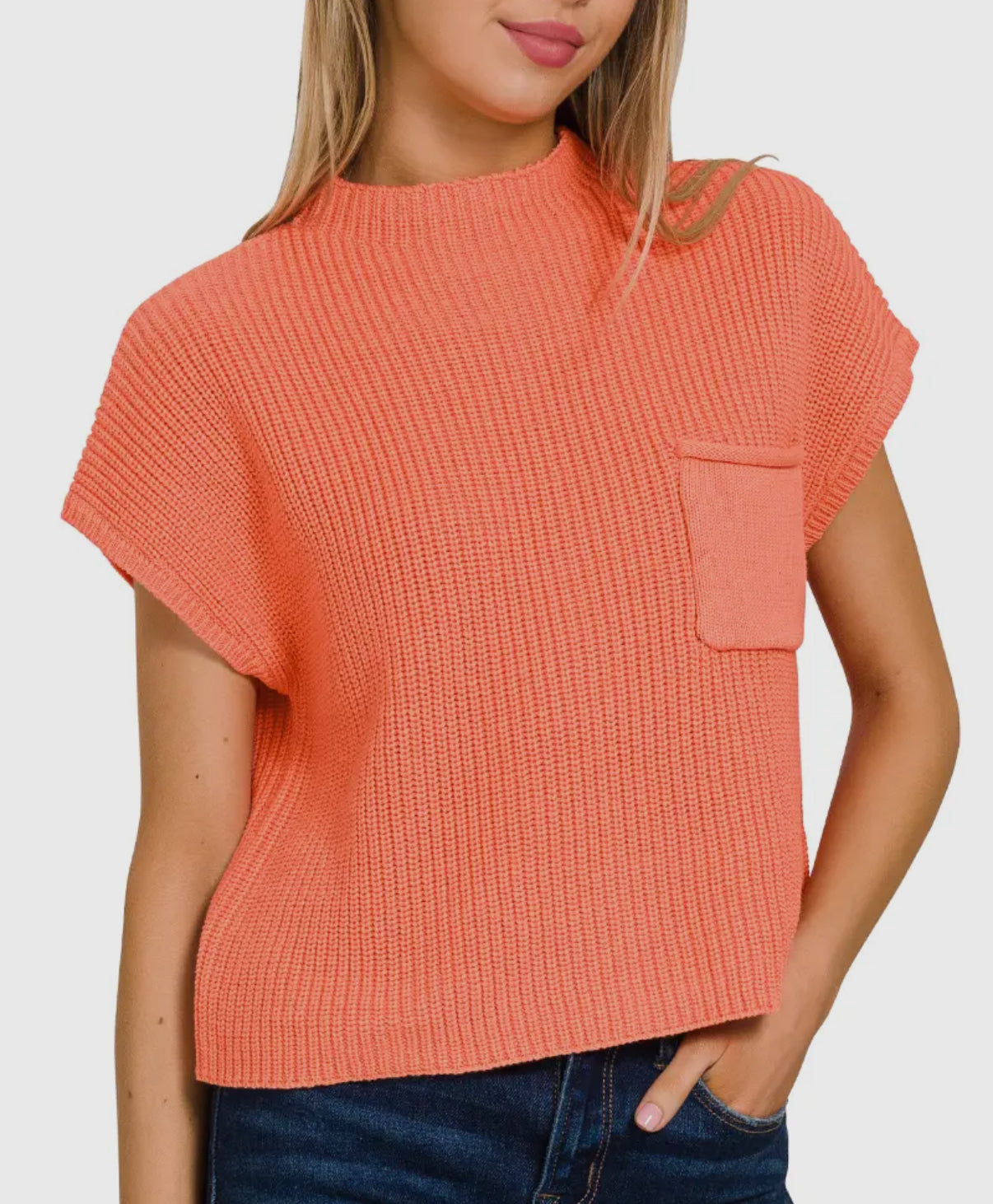 Sadie Short Sleeve Sweater | Coral