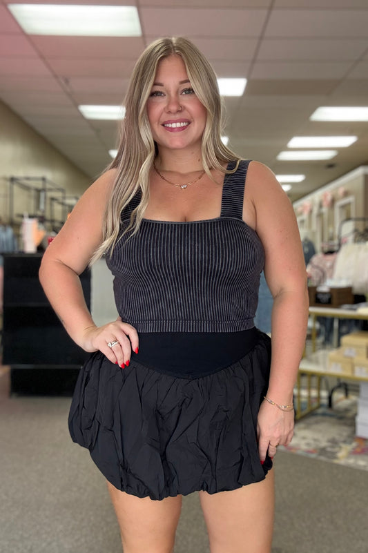 Bubble Hem Active Skort | Black